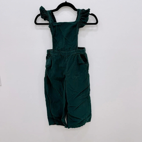Tucker and Tate Nordstrom Ruffle Corduroy Pinafore forest green Romper Outfit - Picture 2 of 5